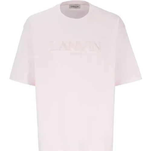 Rosa Baumwoll-T-Shirt mit Stickerei , Herren, Größe: XS - Lanvin - Modalova