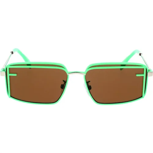 Glamouröse Sonnenbrille mit grünem Front und silbernen Bügeln , unisex, Größe: 53 MM - Fendi - Modalova