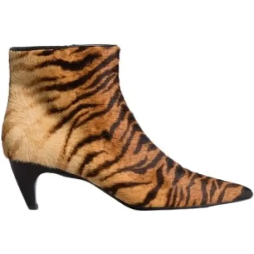 Tiger Print Leather Ankle Boots , female, Sizes: 6 UK, 3 UK - Twinset - Modalova