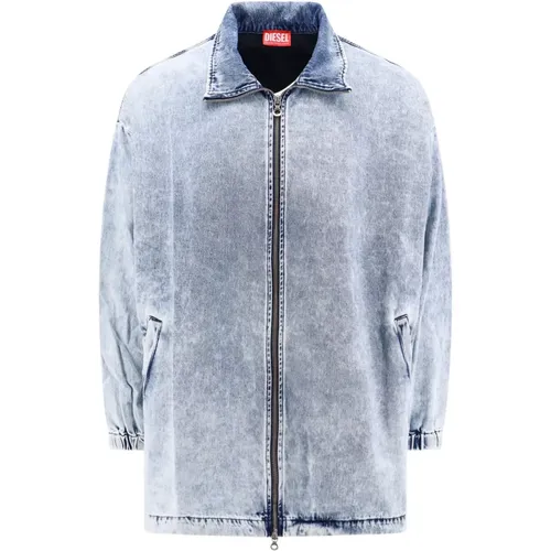 Blaue Jacke mit Reißverschluss , Herren, Größe: M - Diesel - Modalova