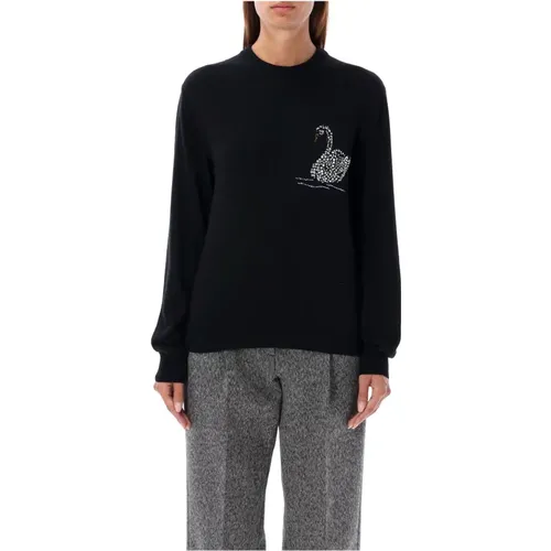 Schwarzer Crystal Swan Strickware Aw24 , Damen, Größe: L - MSGM - Modalova