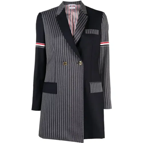 Logo Jacket with Asymmetrical Design , female, Sizes: M, XS - Thom Browne - Modalova