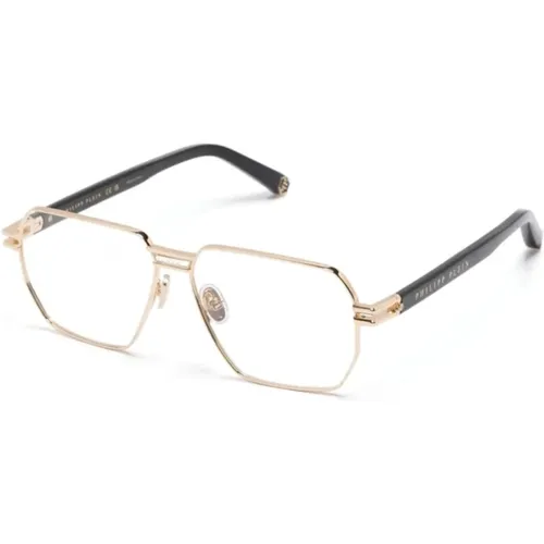 Goldene Optische Brillenfassung , unisex, Größe: 58 MM - Philipp Plein - Modalova