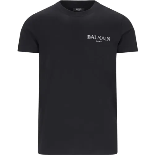 Logo T-Shirt und Polo in Schwarz , Herren, Größe: S - Balmain - Modalova