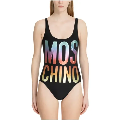 Gemusterter Badeanzug in Mehrfarbig mit Logo , Damen, Größe: M - Moschino - Modalova