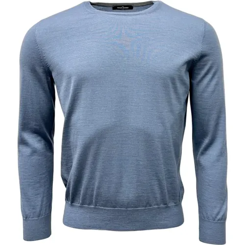 Kaschmir Seide Blauer Rundhals Pullover , Herren, Größe: 2XL - Gran Sasso - Modalova