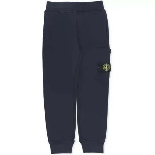 Blaue Baumwoll-Junioren-Cargohose - Stone Island - Modalova