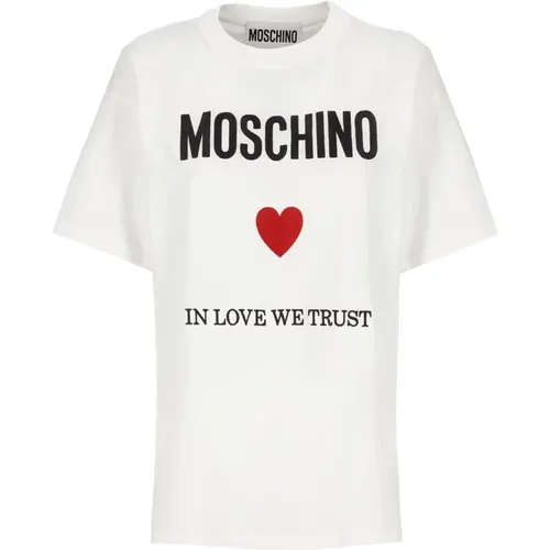 Logo Crew Neck T-shirt , female, Sizes: XS, M, 2XS, S - Moschino - Modalova