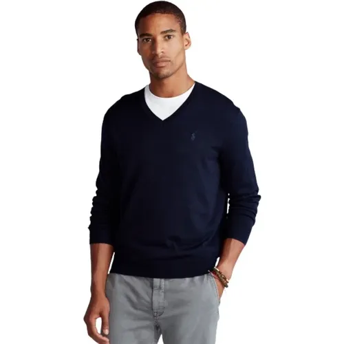 Slim Fit Merino Wool V-Neck Sweater , male, Sizes: S - Polo Ralph Lauren - Modalova
