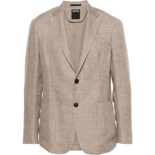 Linen-Cotton Jacket , male, Sizes: L - Ermenegildo Zegna - Modalova