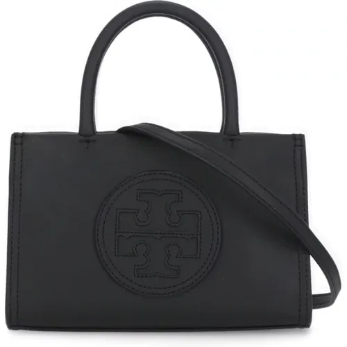 Schwarze Eco-Leder Einkaufstasche mit Doppeltem T-Logo , Damen, Größe: ONE Size - TORY BURCH - Modalova
