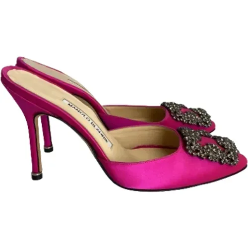 Pre-owned Satin heels , female, Sizes: 3 1/2 UK - Manolo Blahnik Pre-owned - Modalova
