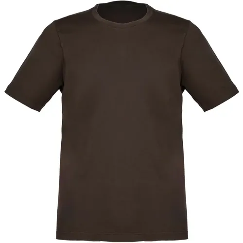 Vintage Braunes T-Shirt mit Seitenschlitzen , Herren, Größe: 4XL - Gran Sasso - Modalova