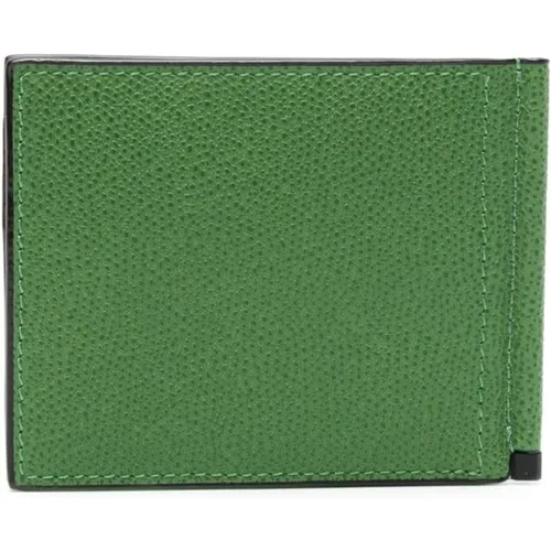 Grünes Portemonnaie aus gehämmertem Leder mit Geldklammer - Valextra - Modalova