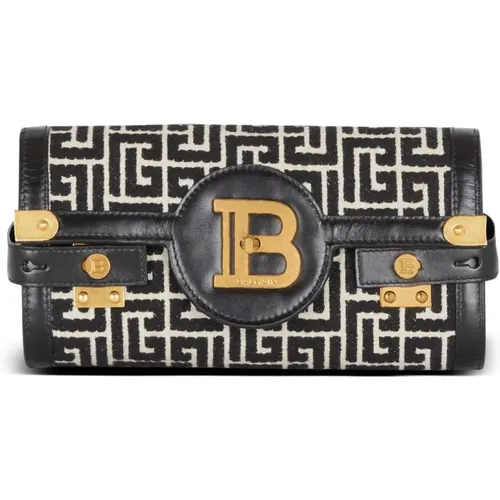 Pochette B-Buzz 23 aus Leder mit Jacquard-Monogramm - Balmain - Modalova