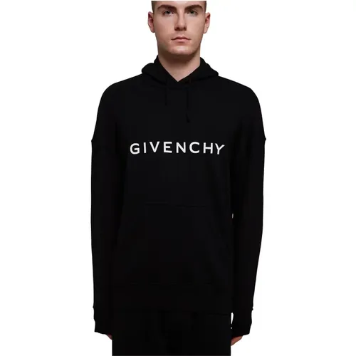Schwarzer Baumwoll-Logo-Sweatshirt mit Kapuze,Schwarzer Logo-Print Hoodie - Givenchy - Modalova