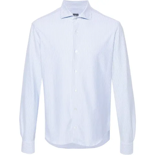 Striped Cotton Stretch Shirt , male, Sizes: L, 2XL, 4XL, 3XL - Fedeli - Modalova