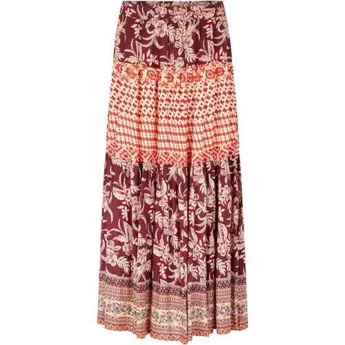 Red SunsetLL Maxi Skirt , female, Sizes: L - Lollys Laundry - Modalova