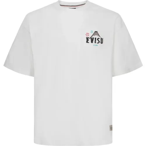Japanisches Kabuki-inspiriertes T-Shirt mit Mount Fuji Grafik , Herren, Größe: XL - Evisu - Modalova