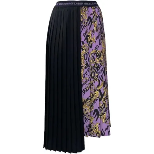 Lilac Pleated Asymmetric Skirt - Size 42 , female, Sizes: S - Versace Jeans Couture - Modalova