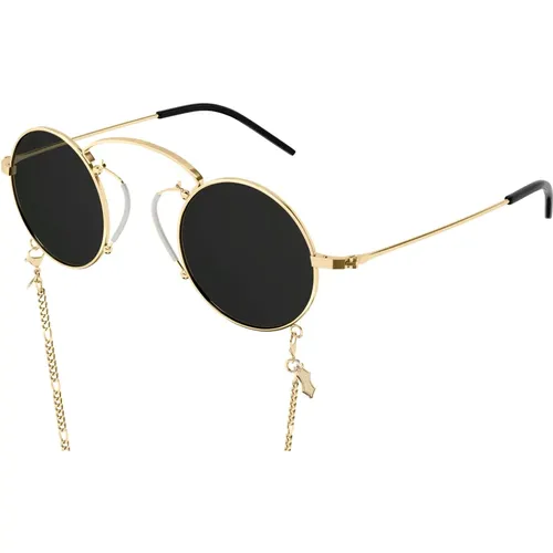 Gold/Graue Sonnenbrille mit Goldkette - Gucci - Modalova