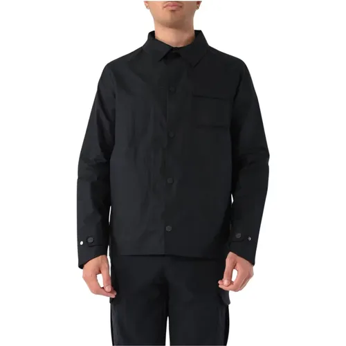 Overshirt mit Druckknöpfen und Taschen , Herren, Größe: XL - RRD - Modalova