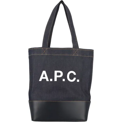 Navy Axel Denim Tote Bag , unisex, Sizes: ONE SIZE - A.p.c. - Modalova