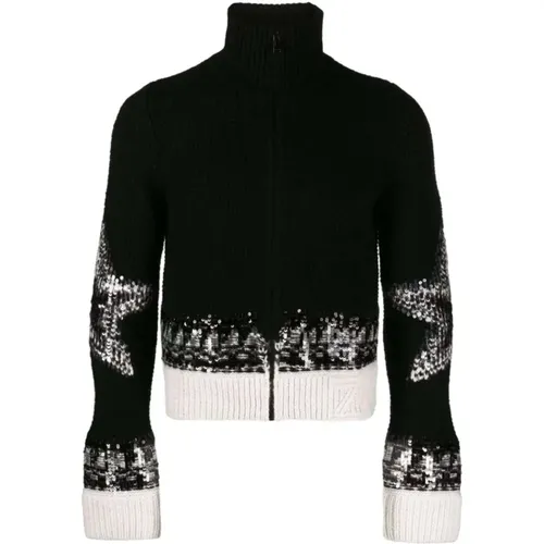 Intarsia-Knit Sequinned Cardigan , female, Sizes: M - Zadig & Voltaire - Modalova