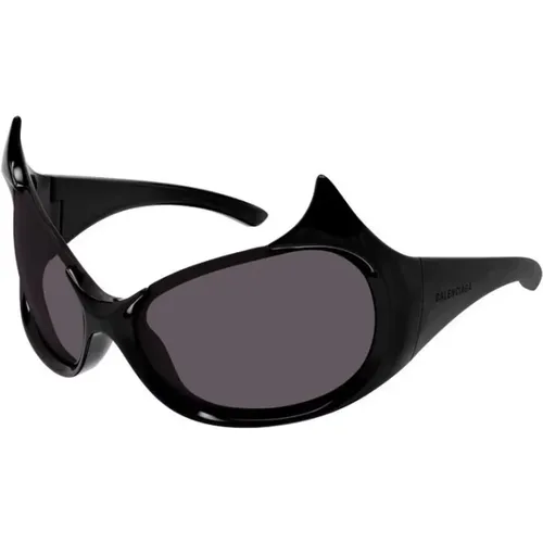 Schwarzer Rahmen Graue Linse Sonnenbrille , unisex, Größe: ONE Size - Balenciaga - Modalova