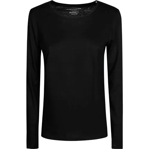 Langarm Baumwoll-Kaschmir T-Shirt , Damen, Größe: XL - majestic filatures - Modalova