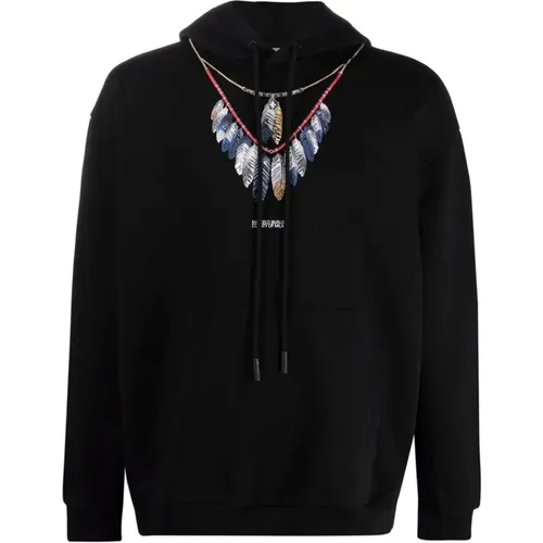 Feather Necklace Print Sweatshirt , male, Sizes: L, XL - Marcelo Burlon - Modalova