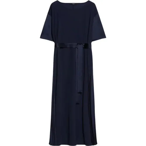 Elegant Boatneck Dress with Satin Details , female, Sizes: S, M - Max Mara Weekend - Modalova