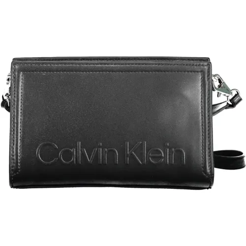 Schwarze Polyester-Handtasche mit abnehmbarem Schultergurt , Damen, Größe: ONE Size - Calvin Klein - Modalova