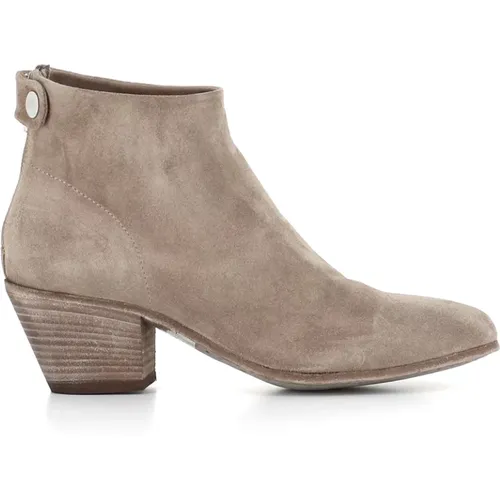 Grey Suede Boots with Zip and Button , female, Sizes: 4 1/2 UK, 6 UK, 7 UK - Officine Creative - Modalova