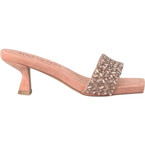 Rhinestone Band Heeled Sandal , female, Sizes: 9 UK, 7 UK, 6 UK, 8 UK, 4 UK, 5 UK - Alma en Pena - Modalova