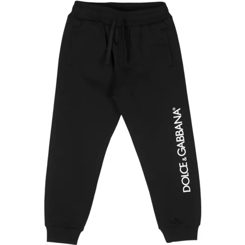 Kinder Schwarze Sportliche Hose mit Logo-Print - Dolce & Gabbana - Modalova