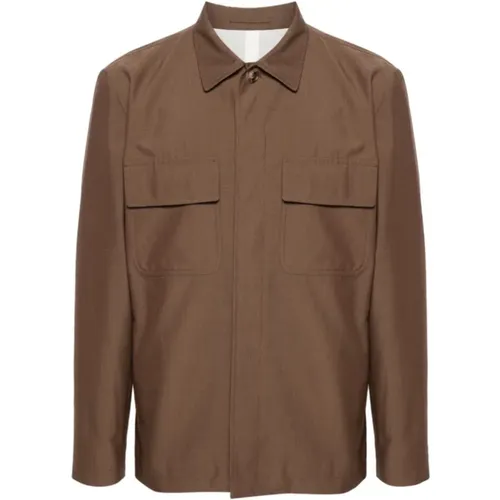 Spread-collar shirt jacket , male, Sizes: L, M - Lardini - Modalova