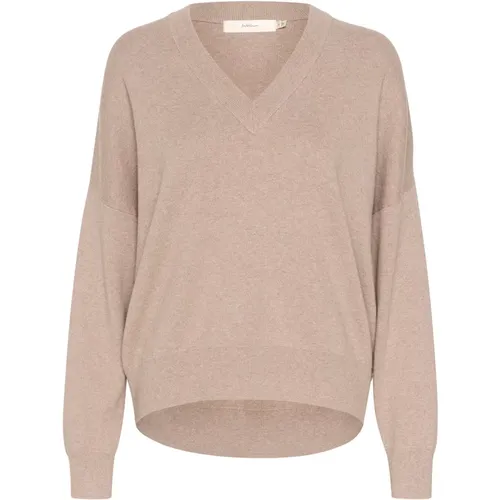 V-Ausschnitt Strickpullover Sandy Grey Melange , Damen, Größe: L - InWear - Modalova