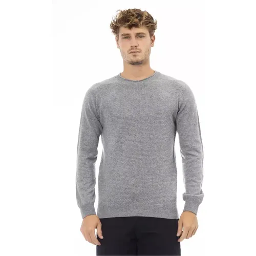 Grauer Crewneck Sweater , Herren, Größe: M - Alpha Studio - Modalova