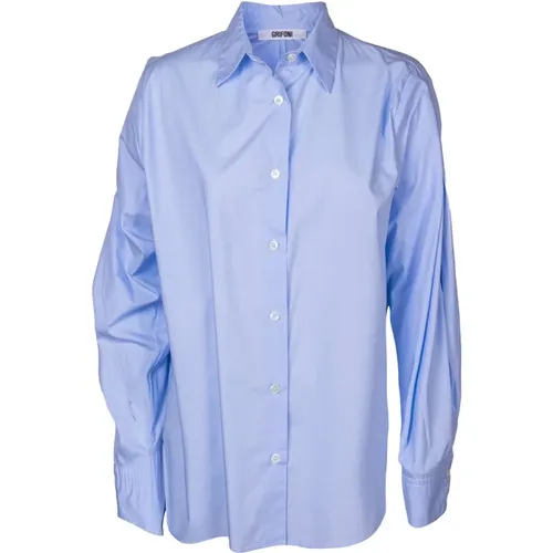 Classic Women's Cotton Shirt. Over Model with Double Back Darts, Rounded Hem, Classic Collar. , female, Sizes: XS - Mauro Grifoni - Modalova