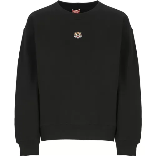 Schwarzer Pullover mit Lucky Tiger Stickerei , Damen, Größe: L - Kenzo - Modalova