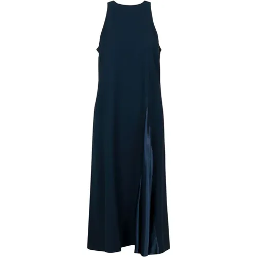 Blaues Semi-Couture Cora Kleid mit Tiefem Ausschnitt , Damen, Größe: S - Erika Cavallini - Modalova