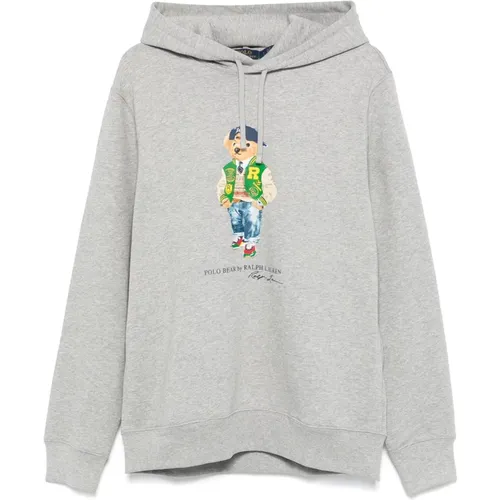 Grey Sweater with Drawstring Hood , male, Sizes: L, M, XL - Polo Ralph Lauren - Modalova