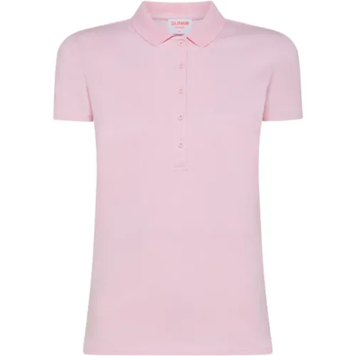 Rosa Slim Fit Polo Shirt , Damen, Größe: XL - Sun68 - Modalova