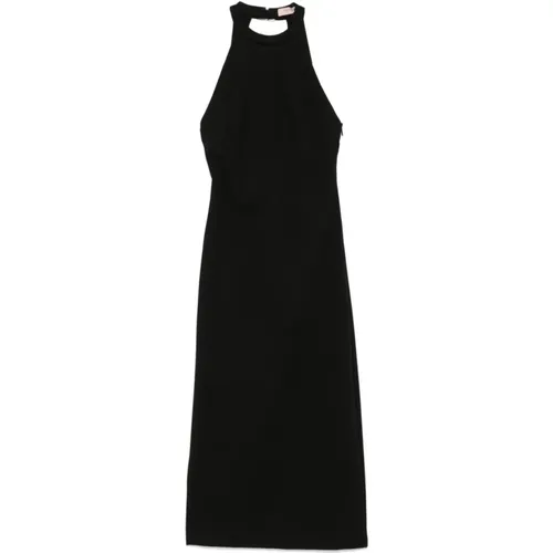 Schwarzes Halterneck-Kleid mit Schlitz , Damen, Größe: XS - Twinset - Modalova