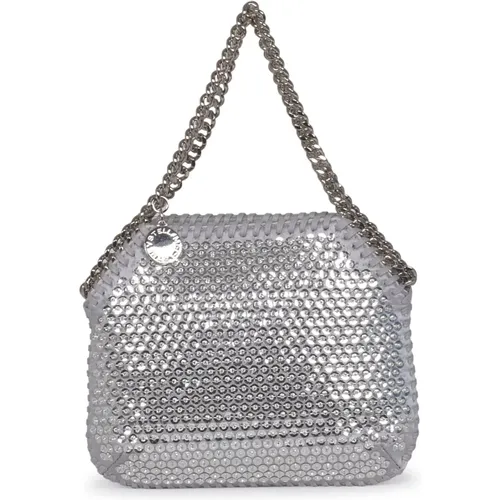 Silberne Mini-Schultertasche mit Perlen- und Paillettenstickerei - Stella Mccartney - Modalova