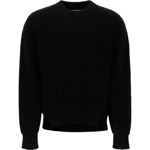 Oversized Ribbed Wool Knit Pullover , male, Sizes: M, L - Jil Sander - Modalova