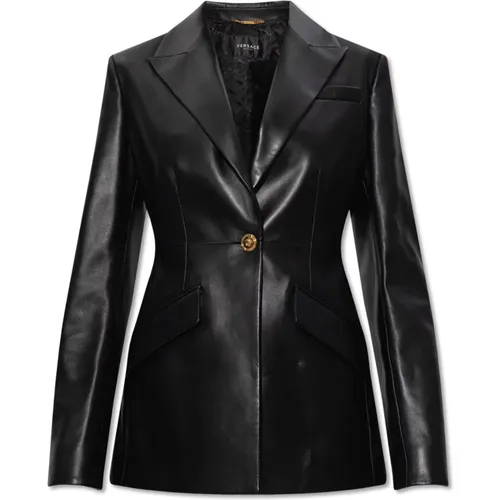 Leather blazer , female, Sizes: S, XS - Versace - Modalova