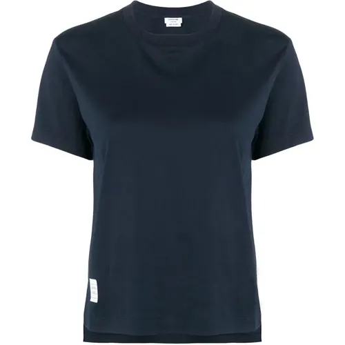 Navy Logo Patch T-Shirt , female, Sizes: S, XS, 2XS - Thom Browne - Modalova