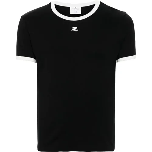 Schwarzes Baumwoll-Jersey-T-Shirt , Herren, Größe: L - Courrèges - Modalova